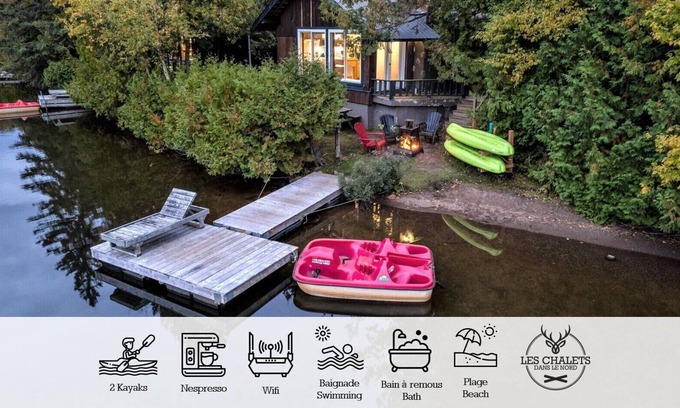 Sainte-Lucie-des-Laurentides Ski Chalet | ☀️ Le1617 - Private dock, Lake- Chalets in the north ☀️