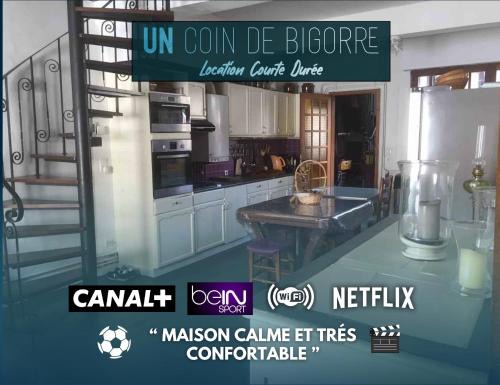 Tournay House | Logements Un Coin de Bigorre - La Pyrénéenne - 130m2 - Canal plus, Netflix, Bein, Apple TV - Wifi fibre - Village campagne