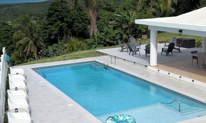 Pitahaya Villa | Luxe Luquillo Villa. Private Saltwater Pool, Rainforest and Ocean Views & Solar.