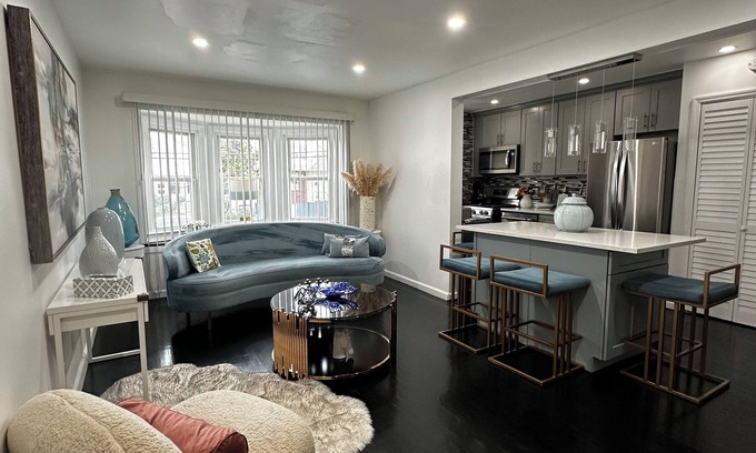 Greenville Apartment | Luxury 2BR: Prime Location, Clean Smart Home, NYC Access, Free Parking