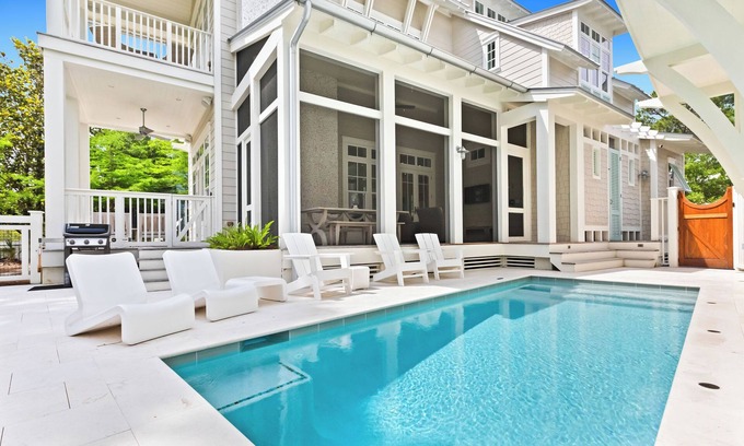 Watercolor House | Luxury Home with Pool, LSV, Bikes, Chef's Kitchen, and Deluxe Bunk Suite