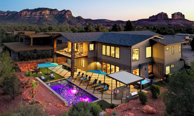 Sedona House | Luxury Mansion w/Pool, Spa, Views, Game room, Movie Theatre