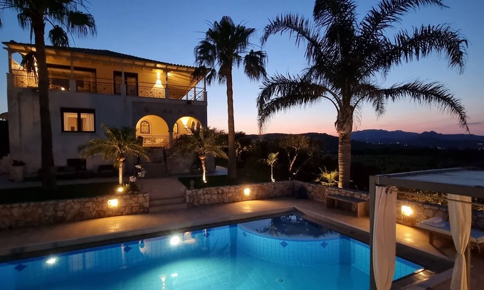 Darmarochori Villa | Luxury Villa with pool, located on a prominent hill, a few minutes to the sea.