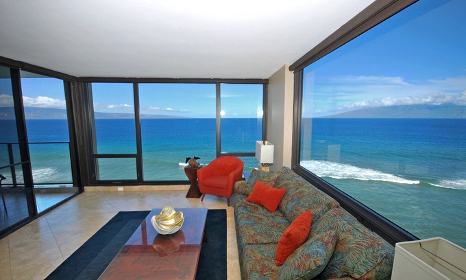 Honokowai Condo | MA1109 SPECTACULAR 270 DEG. VIEWS-CORNER OCEANFRONT 2BR/2BA-SPECIALS SEPT 495!