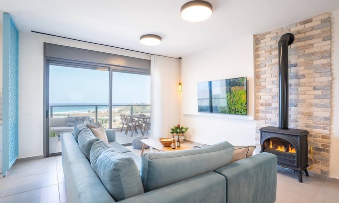 Nahariya Apartment | Mini Penthouse 3BR | Huge Balcony | Open SeaView