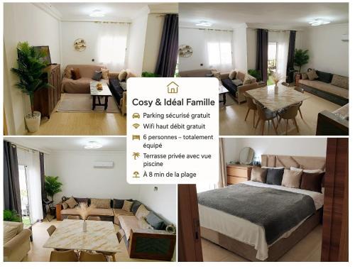 Al Bahraoyine Apartment | MIRABAIE Appartement Cosy Family -Sur la colline de la baie de Tanger Terrasse Piscine Garage WiFi à 8 min en voiture de CAP Malabata et la corniche animée et des prestigieux cafés restaurants lounge