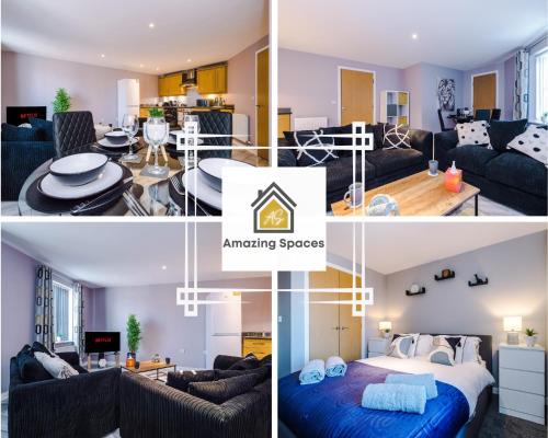Warrington Apartment | MODERN 2 BEDROOM 2 BATHROOM APARTMENT SLEEPS 4 IN WARRINGTON FOR WORK AND LEISURE WITH PRIVATE PARKING BY AMAZING SPACES RELOCATIONS Ltd
