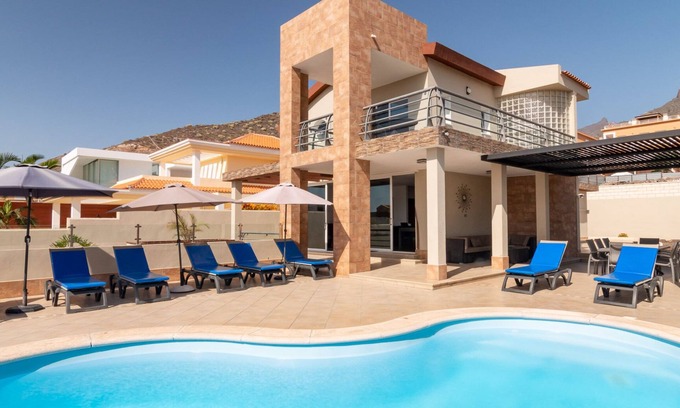 Costa Adeje Villa | Modern Villa with Heated Pool, Sea Views, for 8 Guests, Costa Adeje, Tenerife ☀️