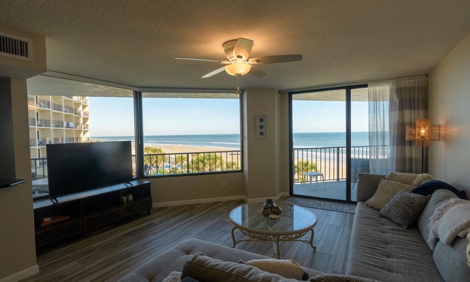 Daytona Beach Shores Condo | Multiple balconies in spacious oceanfront beach Condo
