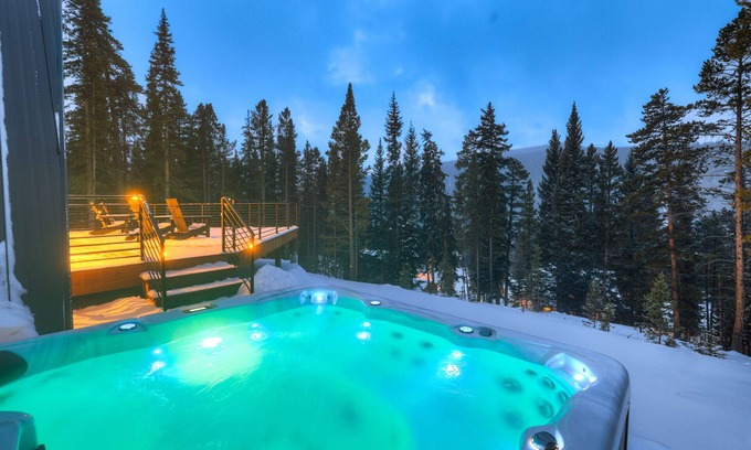Blue River Cabin | NEW Breckhaus A-Frame: Unique Luxe Design, Hot Tub, WOW Views, TWO Primary Suites