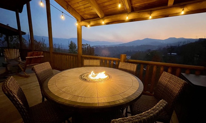 Chalet Village North Cabin | NEW CABIN! Mountain VIEWS, HUGE DECKS, Awesome Game Room And Fire Pit!