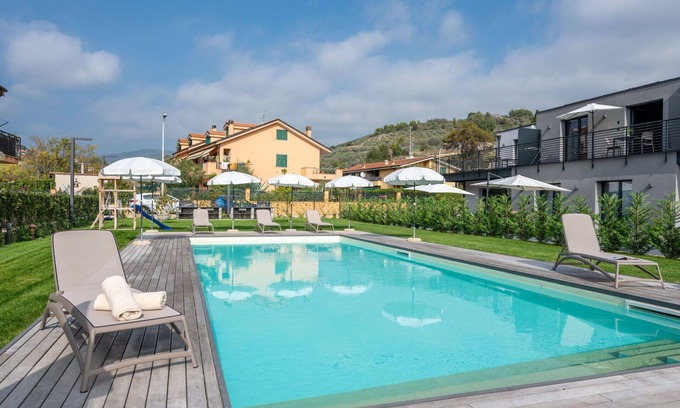 Caramagna Ligure Apartment | Nice apartment for 6 guests with pool, WIFI, A/C, TV, terrace and pets allowed