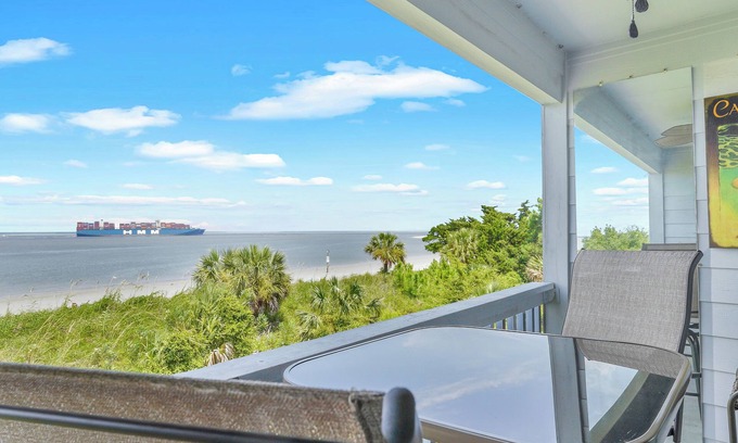 Tybee Island Condo | Ocean views of Dolphins Nearby, Heated Pool Access