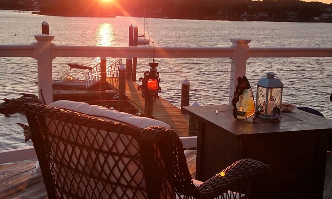 Portsmouth Cottage | Oceanfront Home With Sea Access, Panoramic Views, and new large deck and dock!