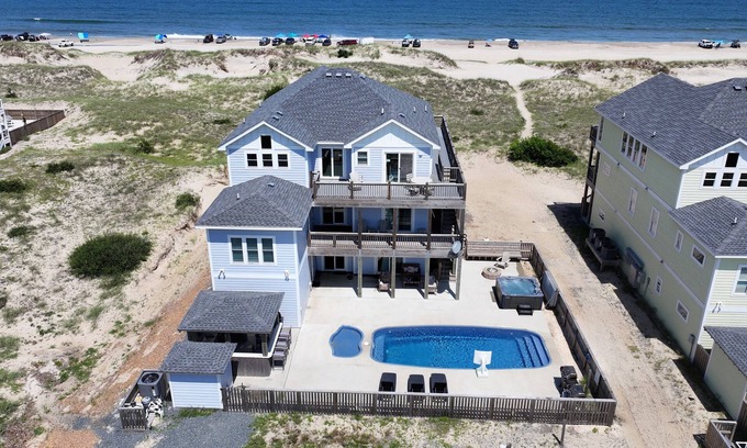 Carova Beach House | OCEANFRONT, Pool, 4-wheel drive area, Wild Horses, Ocean Views, Pool Table-4x2105, Blue Dune