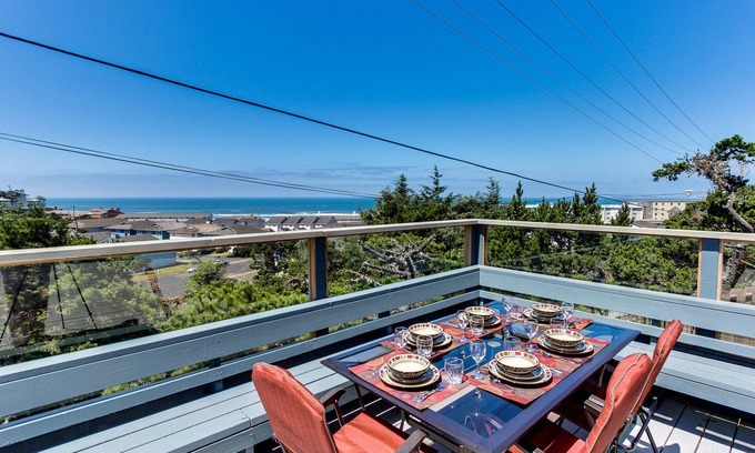 South Beach House | Oceanview Home with Beautiful Deck & Private Playground - Blocks to the Beach