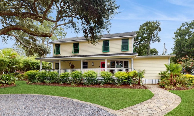 Old Village House | Old Village hideaway with covered porches, grill, alfresco dining & fenced yard