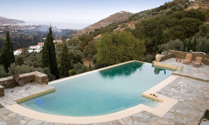 Andros Town Villa | On A Lush Hill A Secluded Country Home With Infinity Pool And Endless View