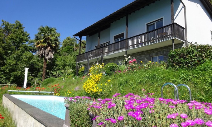 Orselina Apartment | Palm trees, Pool and Panorama: Casa Belsito, Orselina, on Lake Maggiore