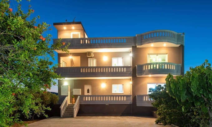 Kolymbari Villa | Panoramic Sea Views, Pool, Garden, BBQ, TableTennis, Playground, Hammock