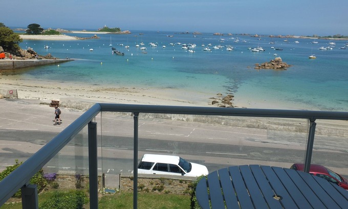 Penvenan Apartment | Perros Guirec Bay, Bréhat in Port Blanc beautiful T2 WIFI magnificent sea view