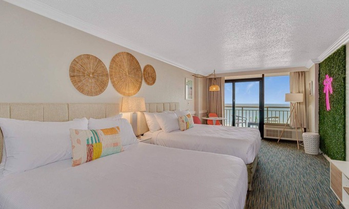 Downtown Myrtle Beach Condo | Pink Surf by StayMareni - Oceanfront 2 Queens Suite