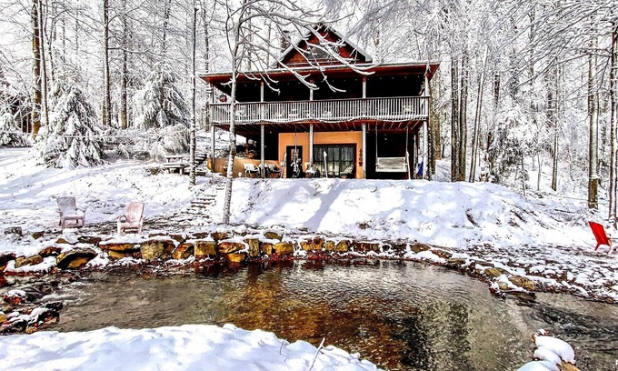 Townsend Cabin | Private 2 acres on creek. Hot tub. Generator. Huge carport. Owner managed.