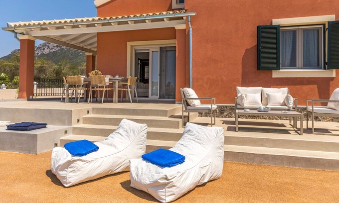 Agios Matthaios Villa | R 924 Beautiful Villa- Bio Garden, Pool view & Sea view