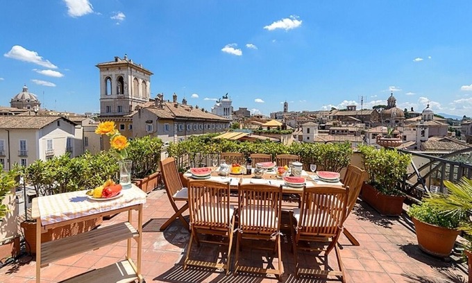 Rione IX Pigna Apartment | Rome center panoramic 4BR 3BA terrace garden, glass living room, amazing views