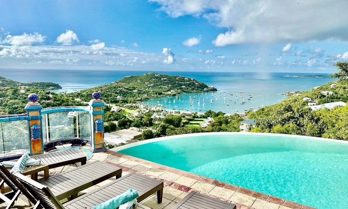 Estate Enighed House | Sapphire Breeze, Majestic Views & Island Vibes w/Infinity Pool, Waterfall & Covered Porches