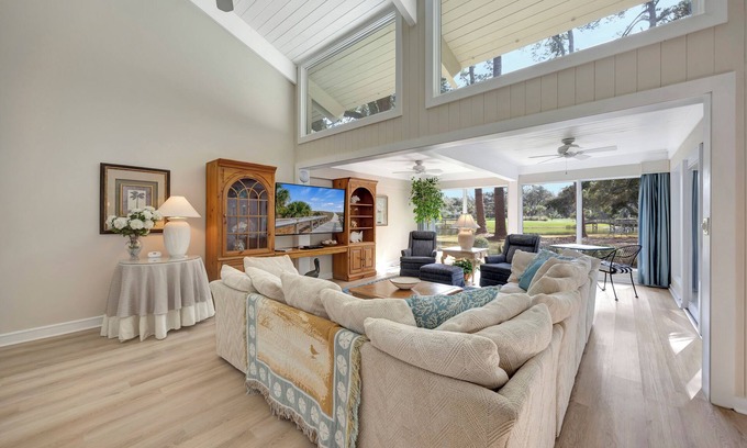Sea Pines Villa | Sea Pines-Bright & Beautiful Fairway Lane Villa, Walk to Beach, Pet Friendly