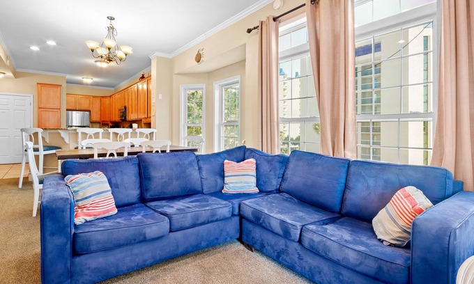 Myrtle Beach House | Spacious three-story coastal villa with resort amenities, balconies & jetted tub