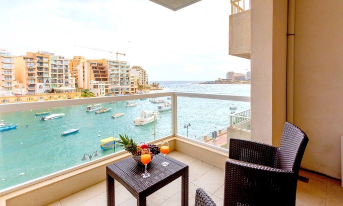 St. Julian's Apartment | Spinola Bay 2BR flat with Sea Views & Terrace