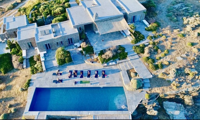 Sifnos Villa | Stone architect villa, 6 suites, swimming pool at the top of the hill