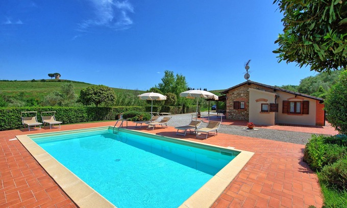 Bibbona Villa | Stunning private villa for 6 guests with WIFI, A/C, private pool, TV and panoramic view