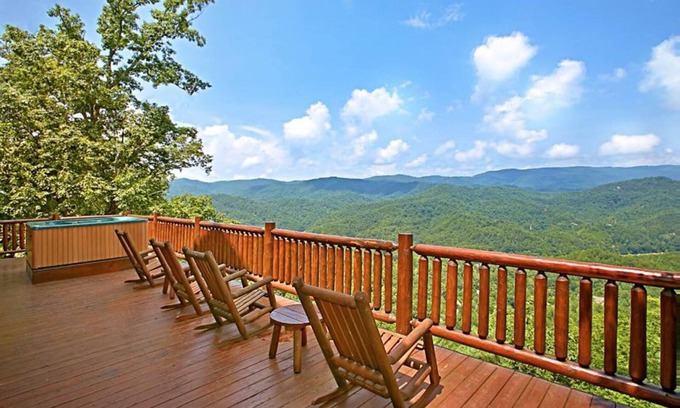 Gatlinburg - Pigeon Forge Cabin | Stunning Views! Private Hot Tub! Wrap-Around Porch! Seasonal Pool Access!