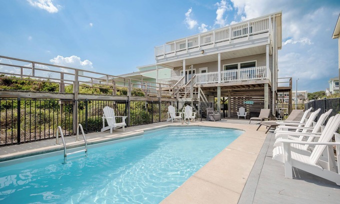Yaupon Beach House | Summerchase: Oceanfront Home with Private Swimming Pool, Covered Porch, Decks