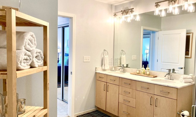 MacGregor Apartment | Texas Medical Center Apt.- Modern 2 Bed-2 Bath: Wifi-Gym-Pool-Safe Bldg.