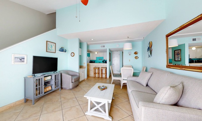 Orange Beach Apartment | Two-story, Gulf-front condo with a pool, WiFi, washer/dryer, & central A/C