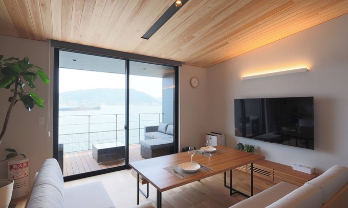 Shimonoseki House | Villa A A private lodging facility with a sauna and a panoramic view of the Kanmon Strait and Kanm/Shimonoseki Yamaguchi