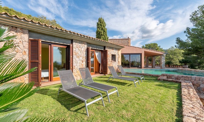 Bunyola Villa | Villa Can Toni Cat with Mountain View, Wi-Fi, Balcony, Garden, Terraces & Pool; Parking Available