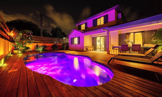 Concession Conde House | Villa des Castors 3* - Heated natural stone swimming pool with hot tub