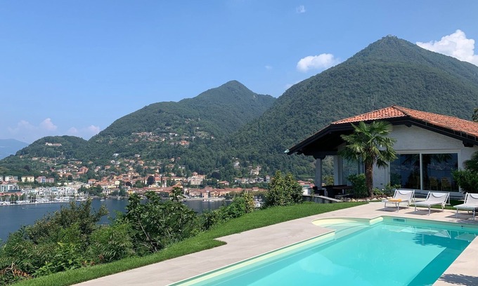 Laveno Mombello House | Villa with pool and spectacular lake view, quiet, 1 hour from Milan