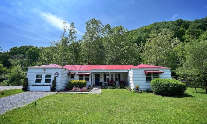 Damascus House | Virginia Creeper Trail in Front Yard, Deck overlooking the River in Back Yard!