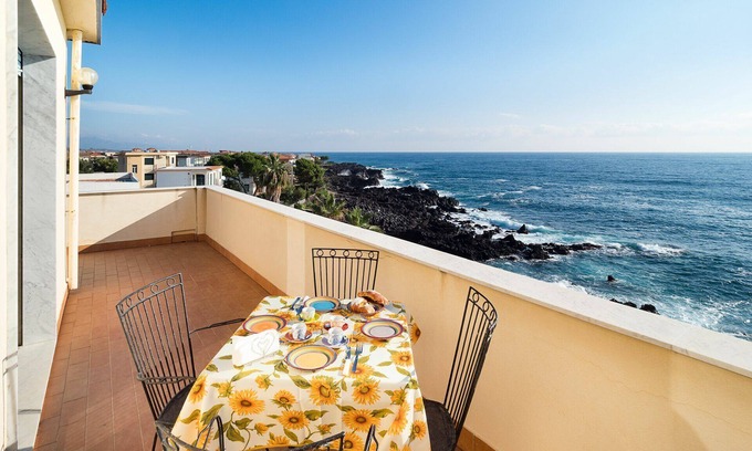 Stazzo Apartment | Waterfront apartment, with two bedrooms and terrace with sea and Etna view
