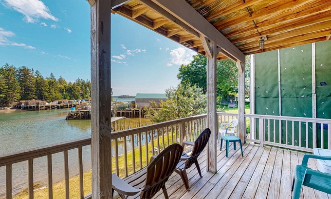 Jonesport House | Waterfront retreat with 2 decks, private wharf, grill, & W/D - dog-friendly