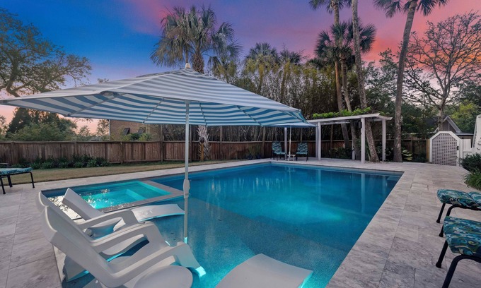 Isle of Palms House | Waterway Views, Private Pool, Hot Tub, IOP Home! Free Golf Cart for 2025!