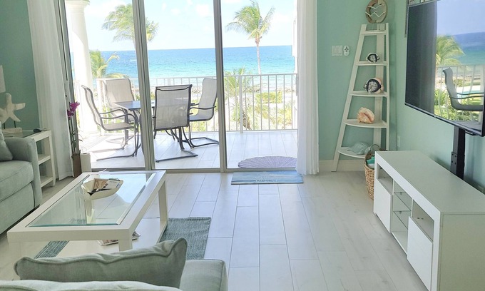 Old Man Bay Condo | YOU'VE Arrived! Beachfront 3BR condo w/Pool-Relax. North Side near Rum Point