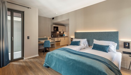 Family Room, Kitchen, Courtyard View