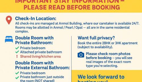 Double Room with Private External Bathroom [In a 3BHK]